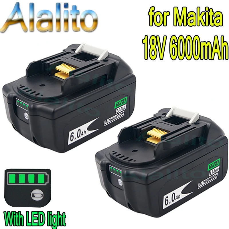 Умная защита BL1860B 2 шт. Аккумулятор 6000 мАч для Makita 18 в 6 0 Ач BL1860 BL1850 Bl1830