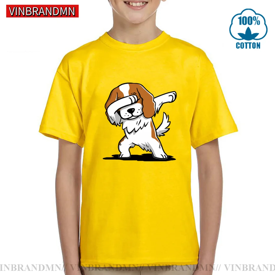 Tricolore Cavalier King Charles Spaniel Dog Dabbing T Shirt Pet Dog Lover Gift Tee Shirt Teen Boys Kids 2021 New Hot Sale Tshirts