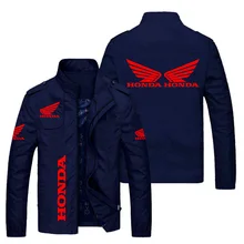 Men's Motorcycle Bike Jacket Honda Red Double Wing Logo Print Jacket Windbreaker Harajuku 2021 Autumn Winter Men's Clothing Coat