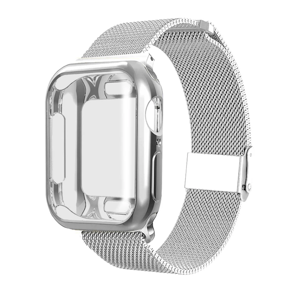 Миланская петля ремешок+ чехол магнитная пряжка для Apple watch 42 мм 38 мм 40 мм 44 мм браслет ремешок относится к iwatch серии 5 4 3 2 1