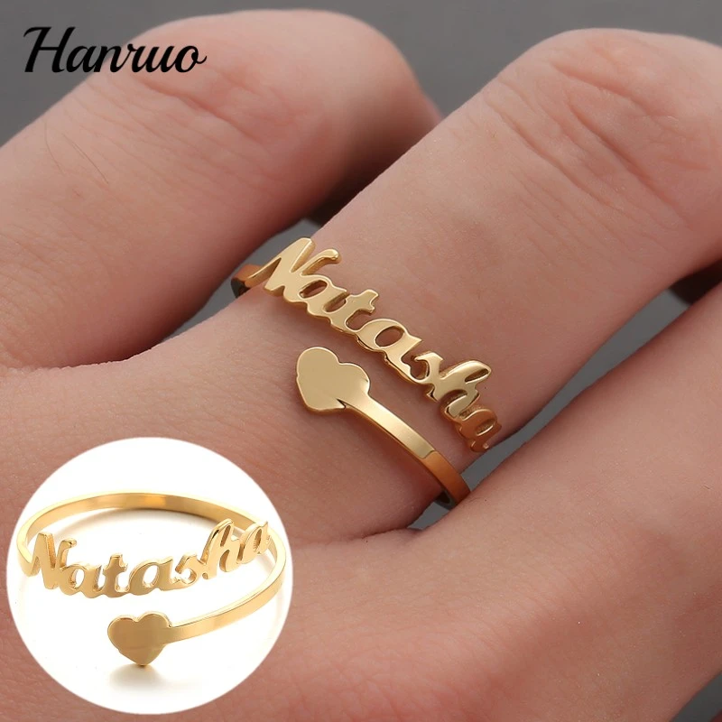 Anillo de acero inoxidable para hombre y mujer, sortija de placa con personalizado, Color dorado y plateado, regalo para pareja|Personalizado AliExpress