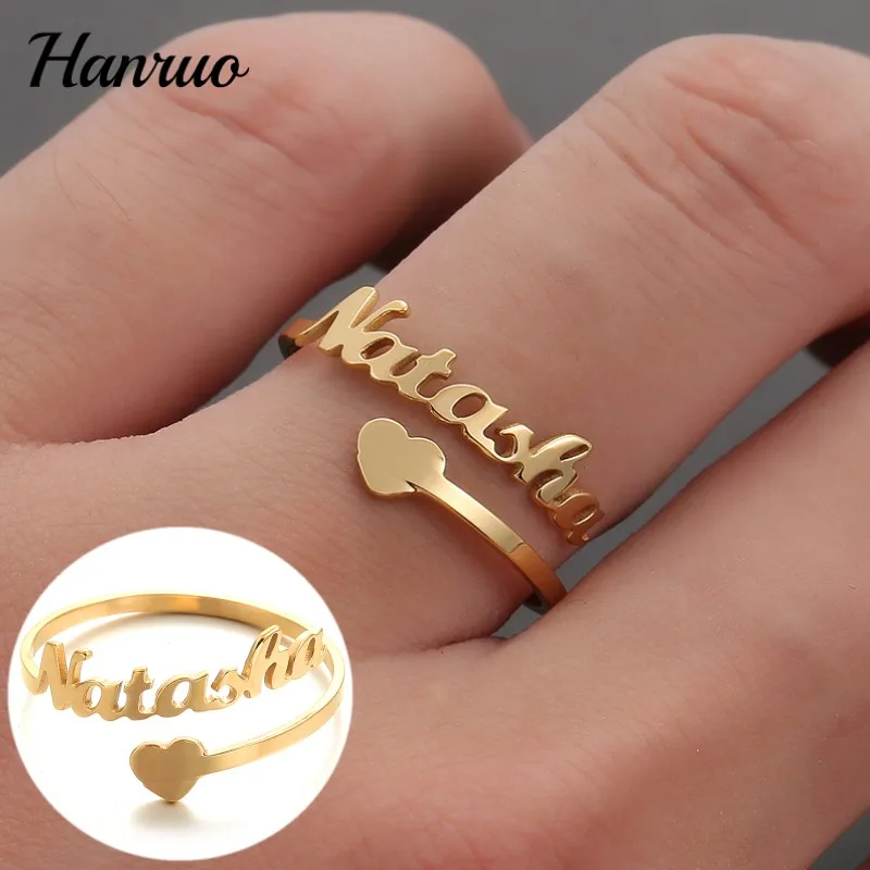 Custom Name Ring Personalized Gold Silver Stainless Steel Rings Jewellery Gift