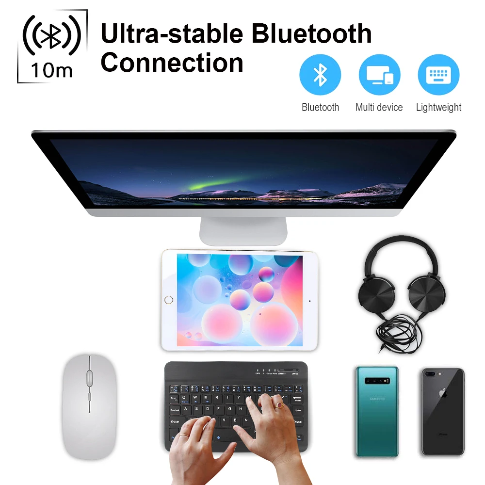 Мини Bluetooth клавиатура беспроводная клавиатура для iPad Apple Mac планшет клавиатура для телефона универсальная Поддержка IOS Android Windows