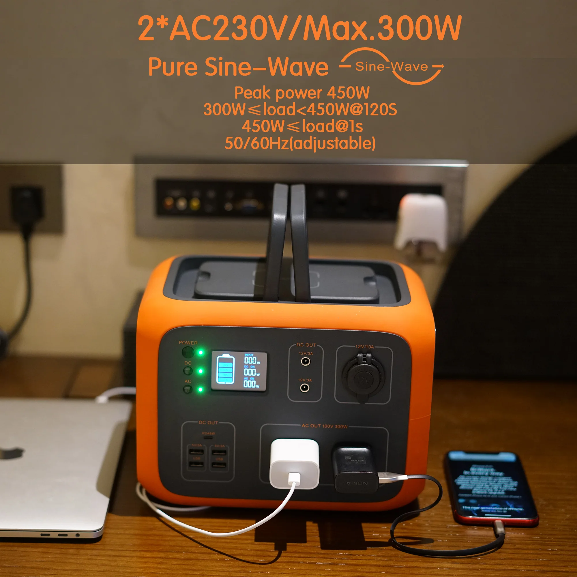  Portable Generator Power Station 500Wh Solar Generator 2AC Outlet 300W Lithium Emergency Battery fo