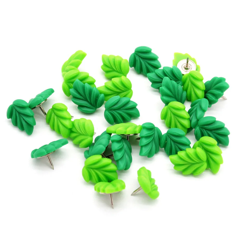 20pcs/box Wood Push Pins Green Leaf Map Thumbtacks Photo Wall Studs Cork Board Pins Office School Supplies ► Photo 1/6