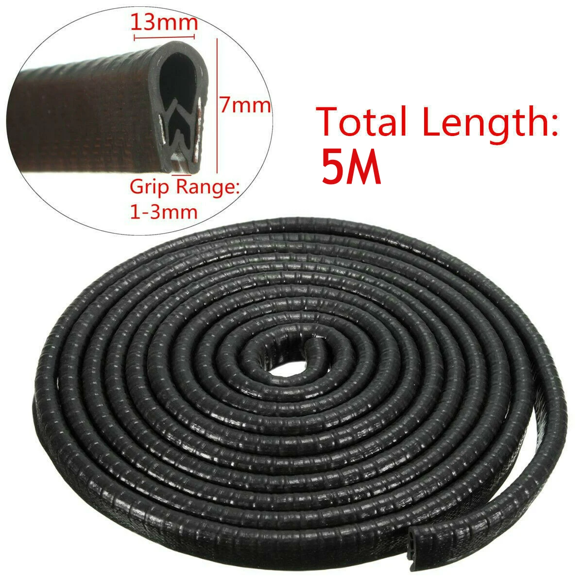 

5M Car Door Moldings Rubber Strip U Shape 10*7MMAuto for Edge Rubber Seal Strip Guard Mold Protector Cover Trim Tool