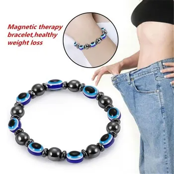 

2PCS Magnetic therapy Loss Weight Effective Black Stone Bracelets slimming slim Stimulating Acupoints Arthritis Pain Relief