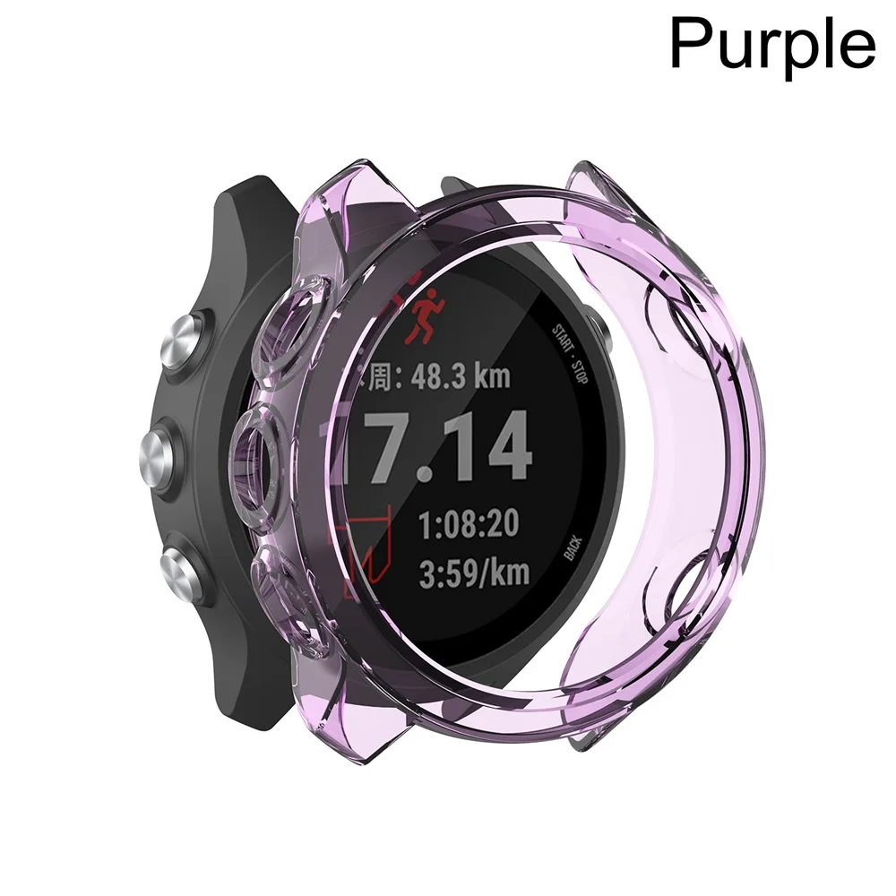 purple Для Garmin Forerunner 245 M/245 TPU чехол для часов защитный чехол для браслета Корпус Замена ударопрочный Прозрачный чехол для смарт часов - Цвет: purple