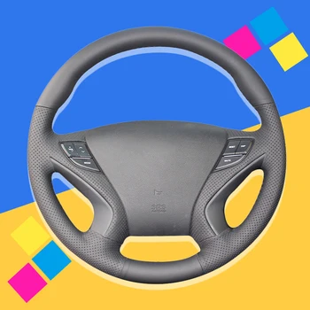

Auto Braid On The Steering Wheel Cover for Hyundai Sonata 8 2011 2012 2013 2014 DIY Hand Sewing Car Braiding Coves Car-styling