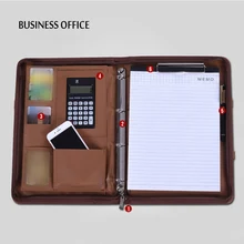 A4 из кожи ПУ портативный папка с калькулятором Многофункциональный бизнес-документ колодки папка руководителя офисные принадлежности