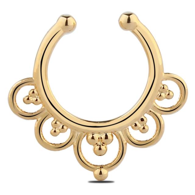 Stainless Steel Fake Nose Ring Septum Piercing Cheater Clip On Non Piercing Nose Ring Fake Septum Jewelry Faux Percing Nez