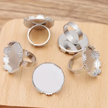 

20 Pieces/Lot Adjustable Copper Ring Settings 25mm Round Cabochon Base DIY Jewelry Accessories