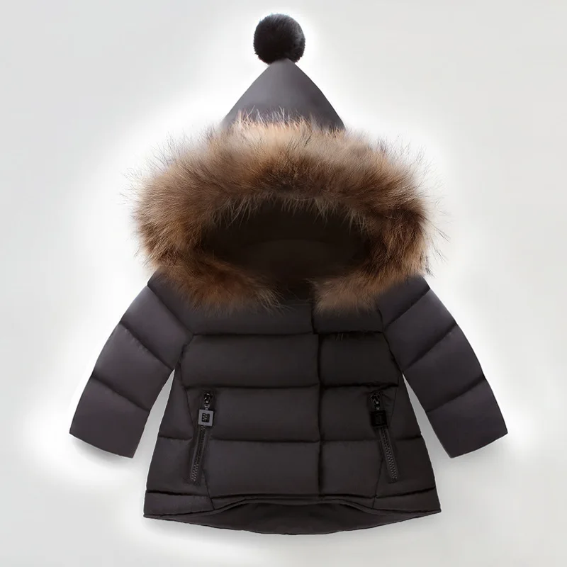 PUDCOCO/пальто для маленьких девочек; плотная теплая хлопковая зимняя куртка с натуральным мехом и капюшоном для новорожденных девочек; пальто; Верхняя одежда для малышей - Цвет: Черный