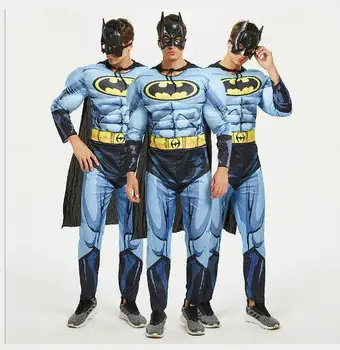 

batman costume adult men halloween costumes black Bodysuit zentai cape mask carnival superhero cosplay costume