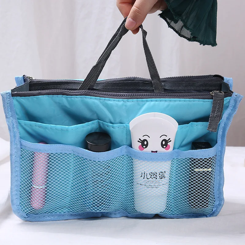 

Women's cosmetics storage bag travel portable double zipper multi-function cosmetics insert wallet storage bag
