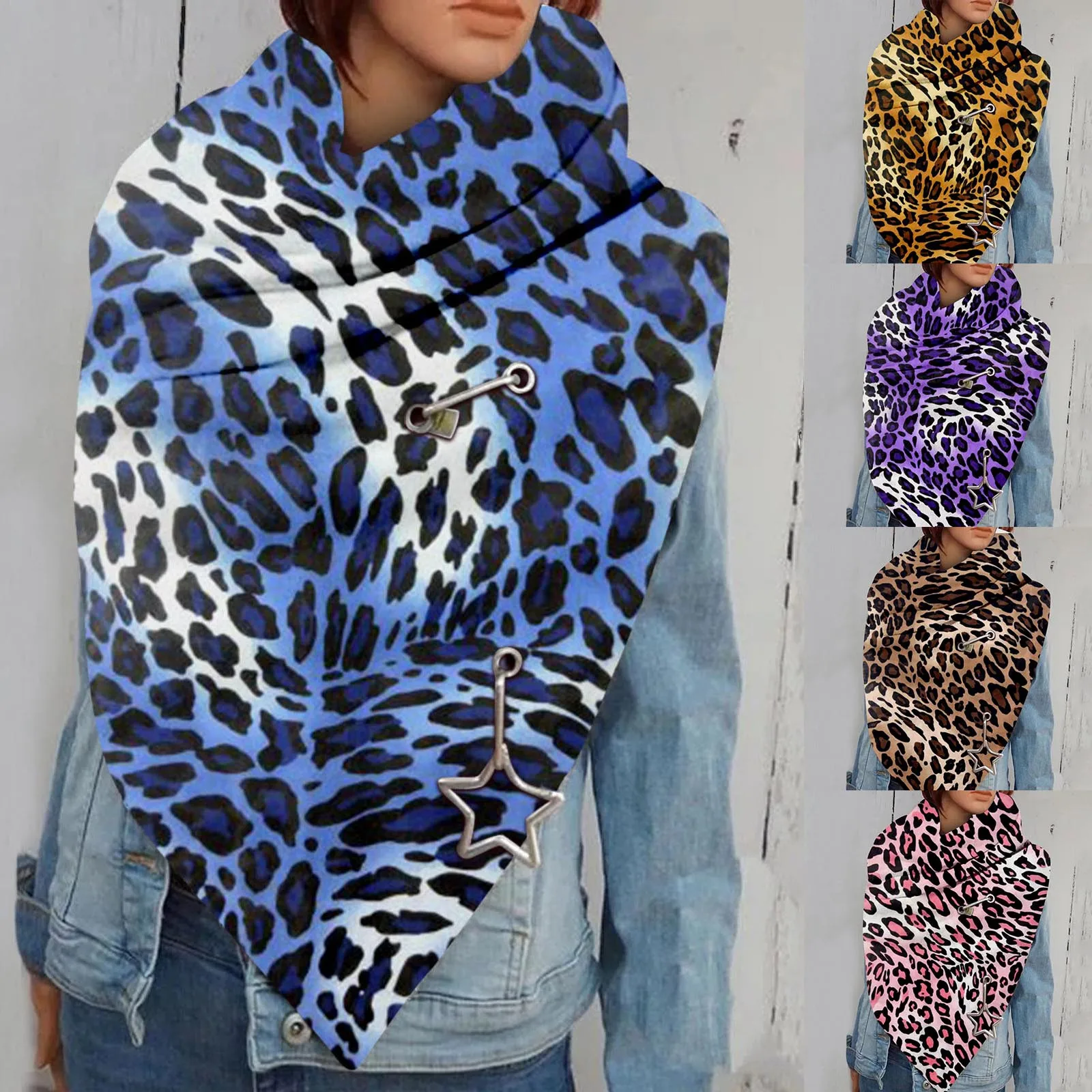 Шарф для женщин с леопардовым принтом винтажный женский многофункциональный