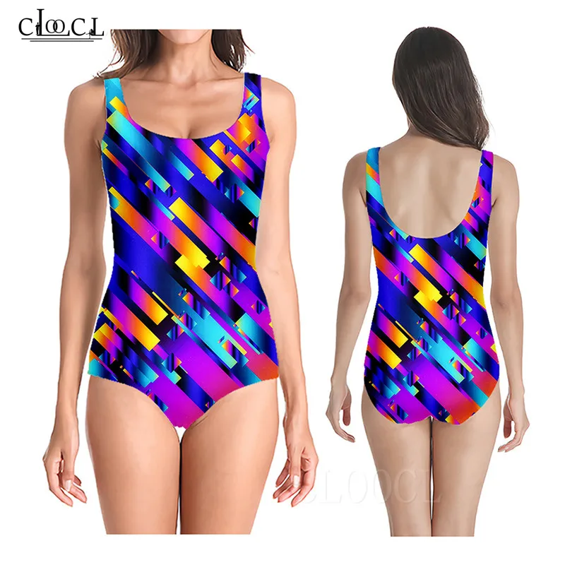 Colorful Slim Fashion Sexy Women's Swimsuits 3D Print Sleeveless Swimsuit Women Tight Beach Bathing Body Suit One Piece Swimsuit (1)
