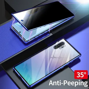 

New Privacy Phone Case for Samsung Galaxy Note 10 Pro 9 8 Metal Magnetic Tempered Glass Cover For Samsung Note 10 Plus case capa