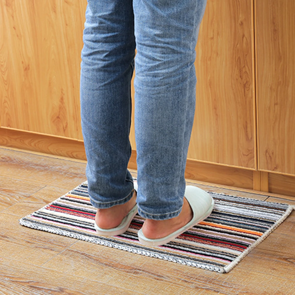 Color Stripe Floor Mat Non-slip Door Foot Bathroom Self-adhesive Carpet Bath Sticker Flooring | Дом и сад