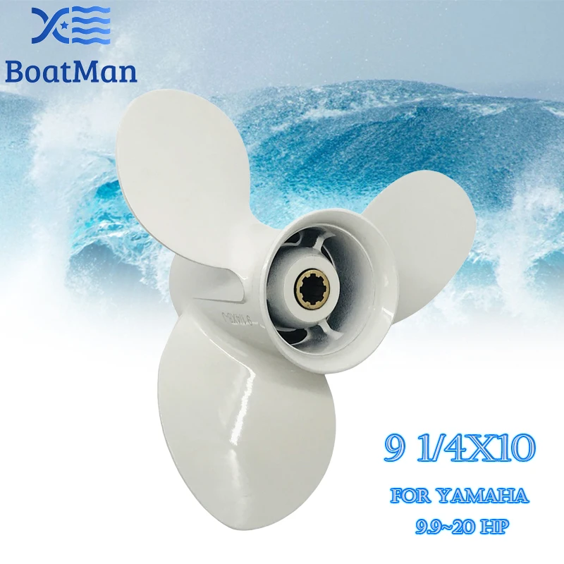 BoatMan® Propeller For Yamaha Outboard Motor 9.9-20HP 9 1/4x10 Aluminum 8 Tooth Spline 63V-45952-10-EL Engine Part