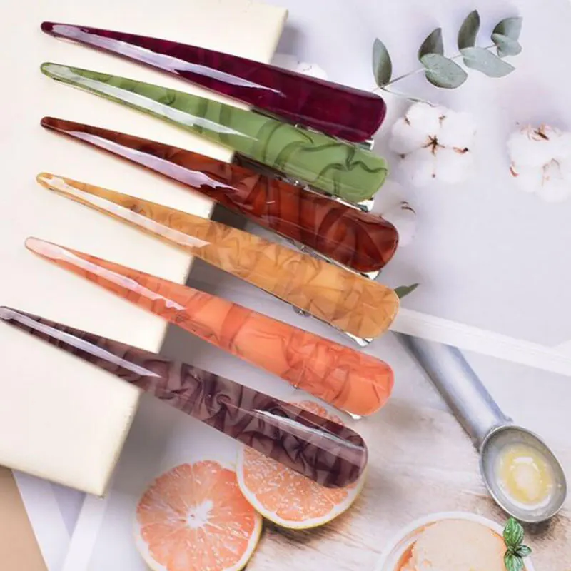Acrylic Horn Duckbill Hair Clip Retro Hairpin Long Stick Leopard Hair Styling Tool Hair Claw Ponytail Holder Hair Accessories best hair clips