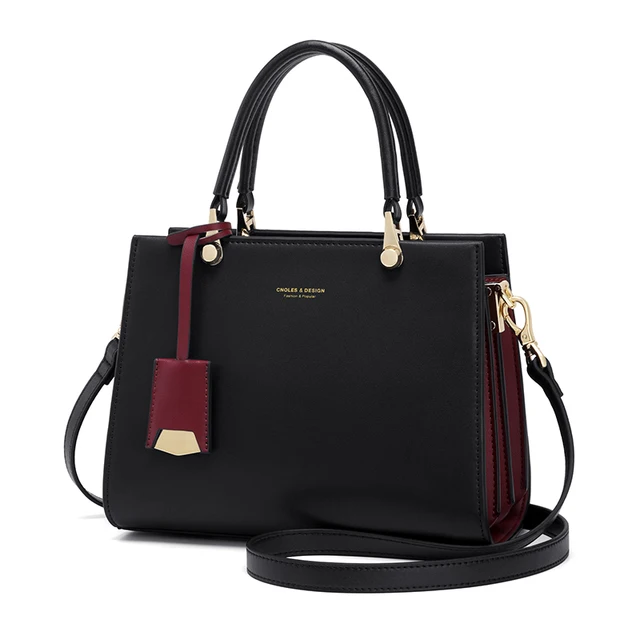 Women Bag Shoulder Handbag Women Vintage Messenger Bags Top-Handle Composite Bag Purse Wallet Leather black