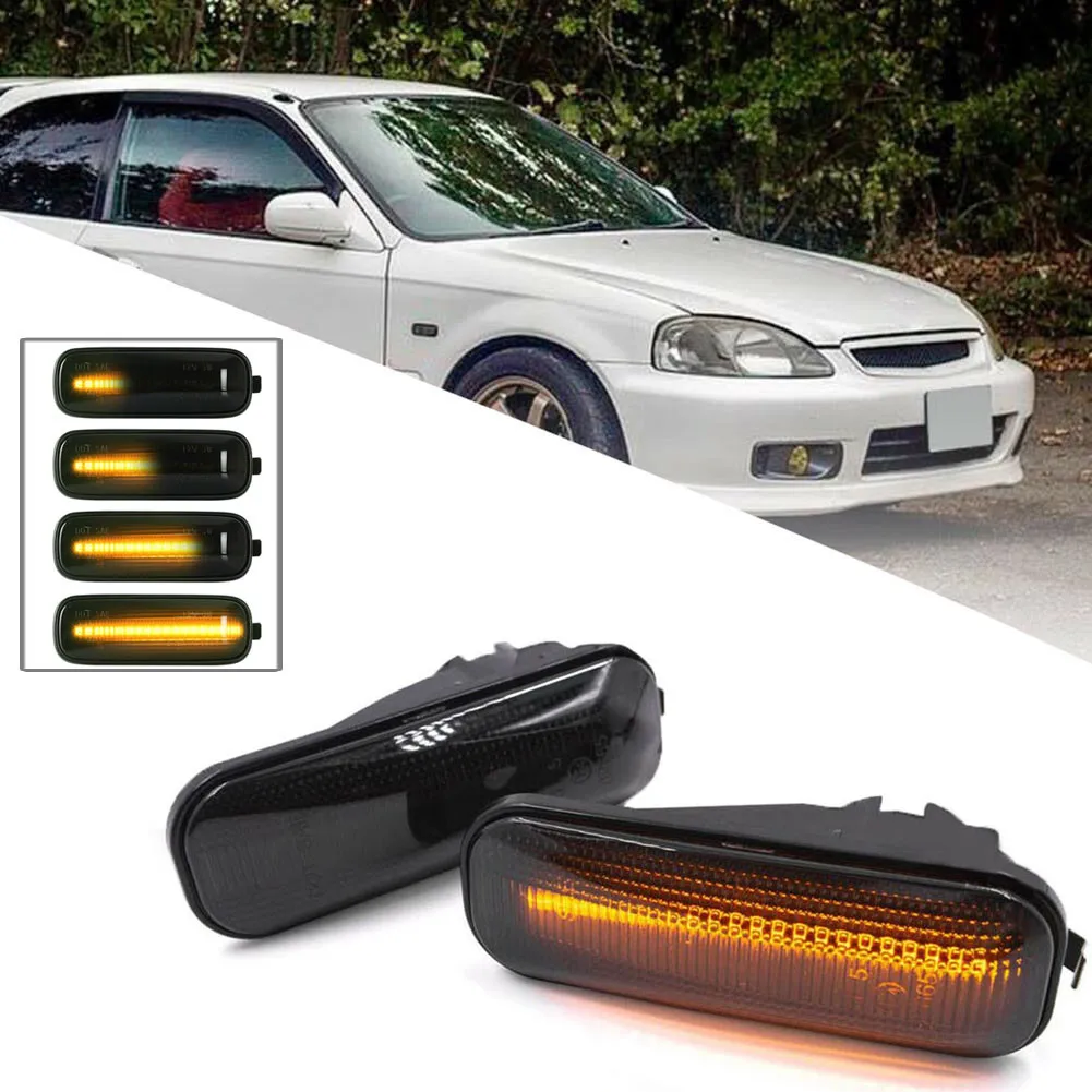 

2pcs Car Amber Led Fender Side Marker Light For Honda Civic EK EJ EM 1996-2000 LED Front Fender Side Marker Lamp IP67 Waterproof