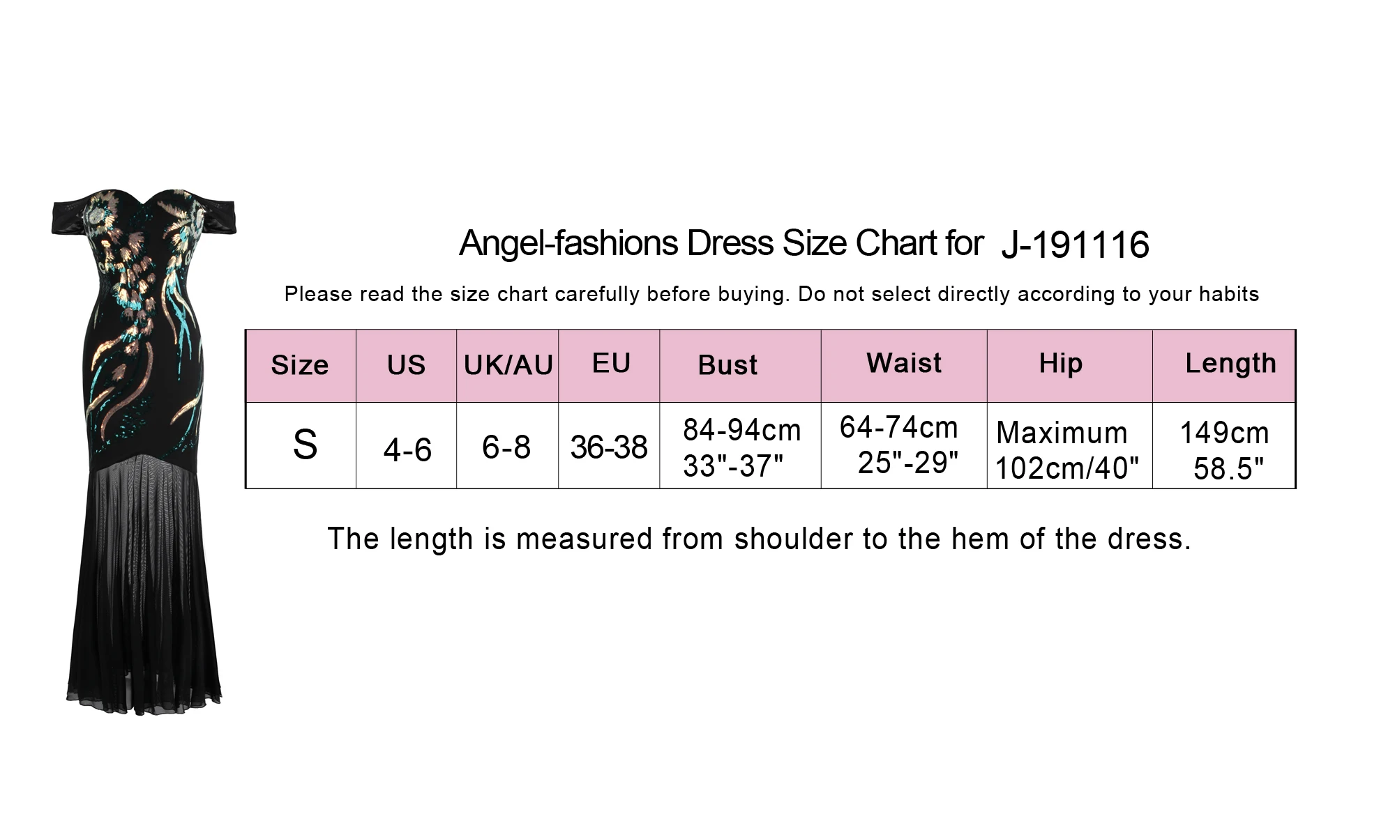 Angel-fashions женское вечернее платье с вырезом лодочкой, цветочное блестящее платье с блестками, Платье макси с разрезом, винтажное черное J-191116-S