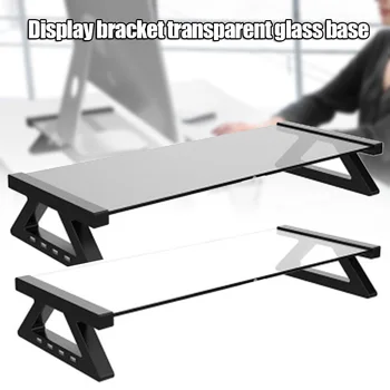 

USB2.0 PC Monitor Stand Tempered Glass Laptop Stand Keyboard Mouse Storage Slot for Computer NC99