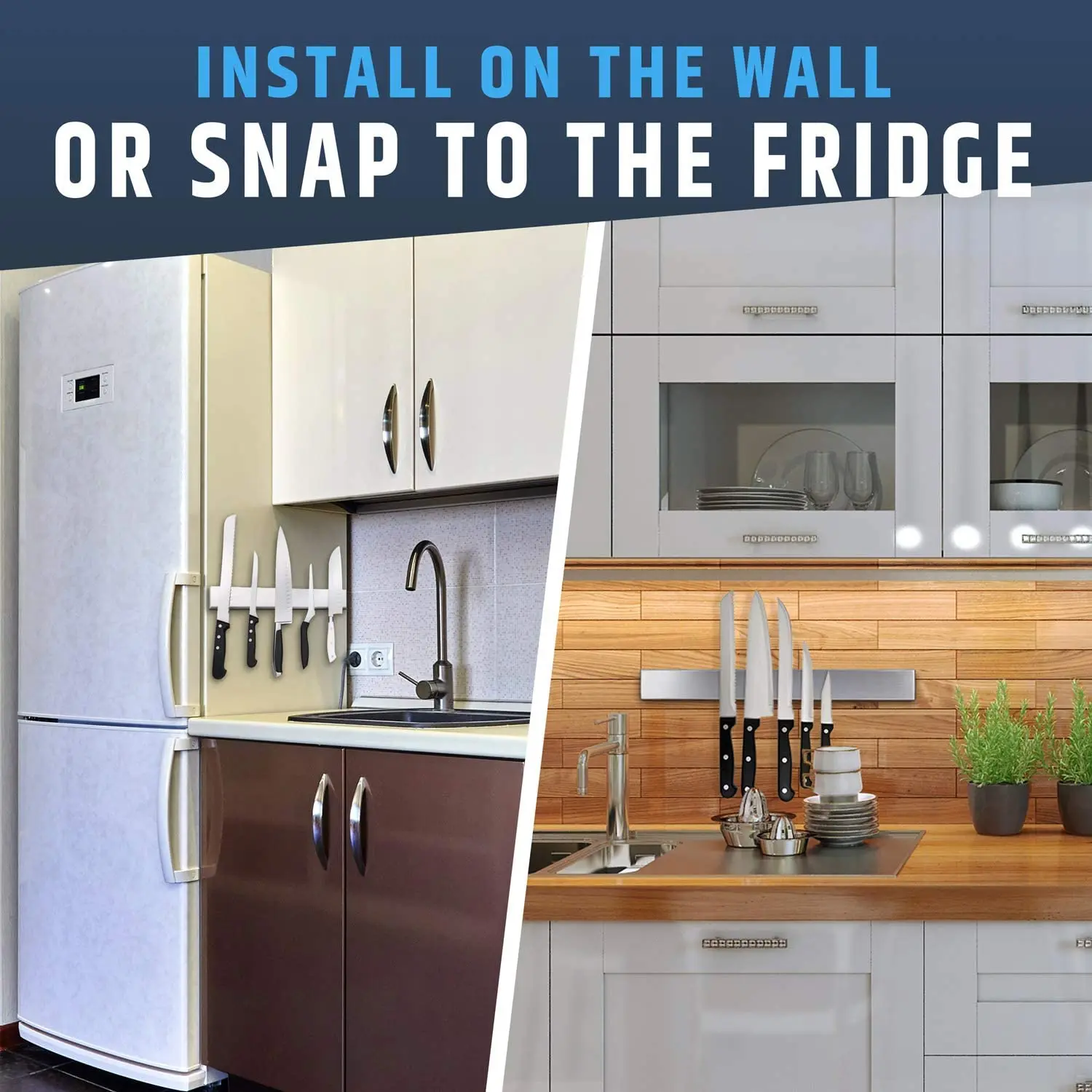 Fridge Applicable 50cm Stainless Steel Magnetic Knife Holder &ndash; Professional Double Sided Knife Strip-Rack Bar