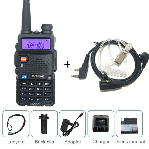 BaoFeng UV-5R иди и болтай walkie talkie “иди и 10 км Любительское радио, Си-Би радиосвязь радиостанции УКВ 136-174& 400-520Mhz uv 5r коротковолновым приемником сканер радиолюбитель VOX - Цвет: Add headset