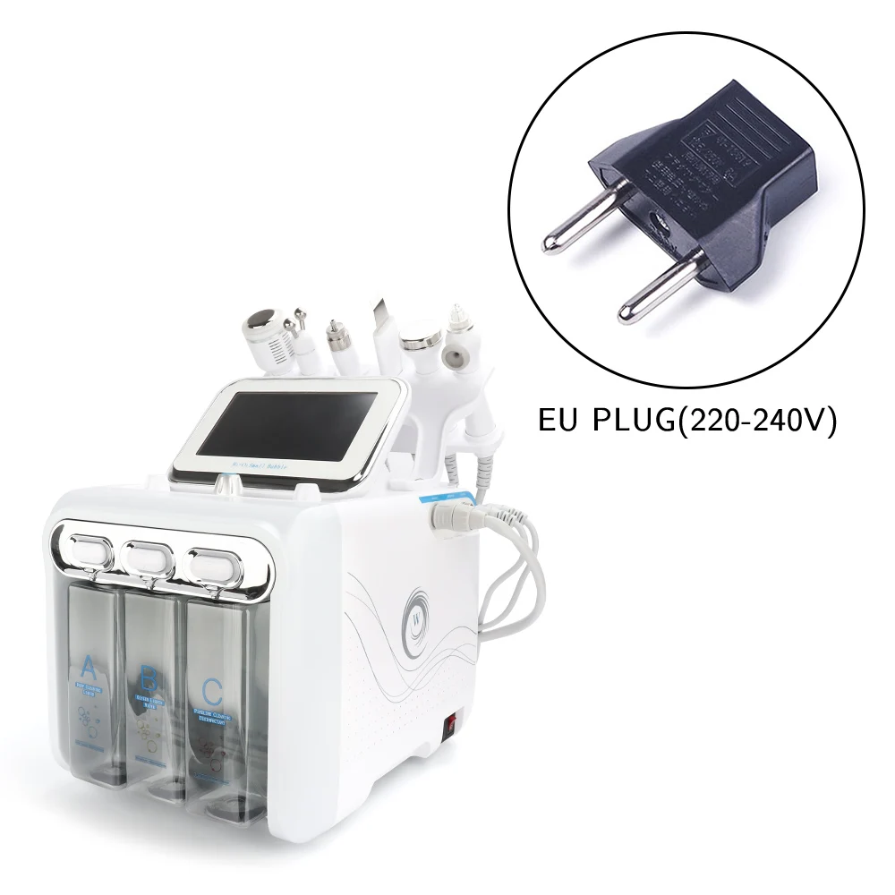 EU Plug 6 в 1 портативный гидро дермабразии маленький пузырь кожи ухаживающее косметологическое оборудование/Гидроабразивная алмазная шлифовка микродермабразия спа - Цвет: EU Plug