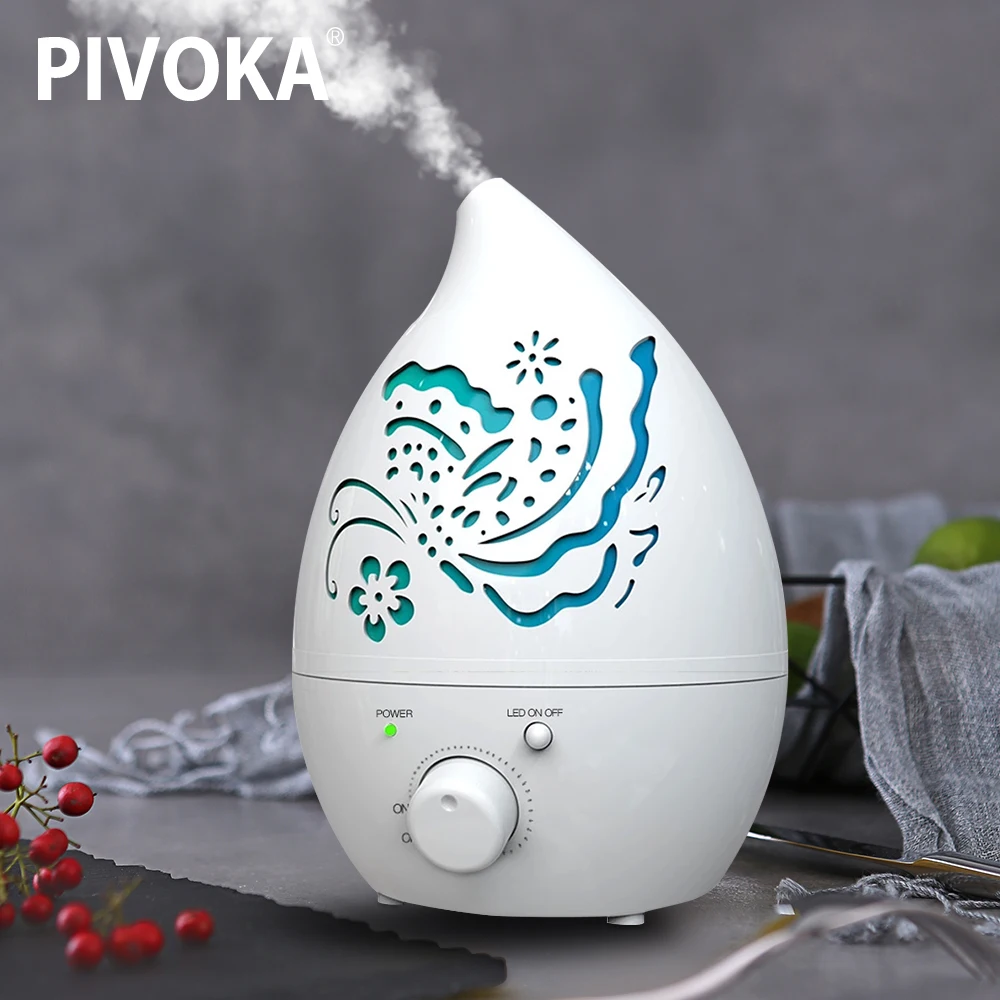 

PIVOKA 1200ml Air Humidifier Aroma Diffuser Essential Oil Aromatherapy Ultrasonic Large capacity Led Mist Maker For Home Office
