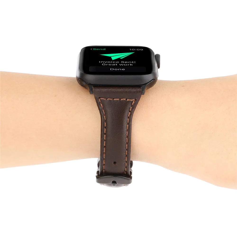 Масляный воск кожаный ремешок для часов тонкий ремешок для Apple Watch серии 5 4 3 2 1 наручный ремень для iWatch 40 мм 44 мм 38 мм 42 мм браслет