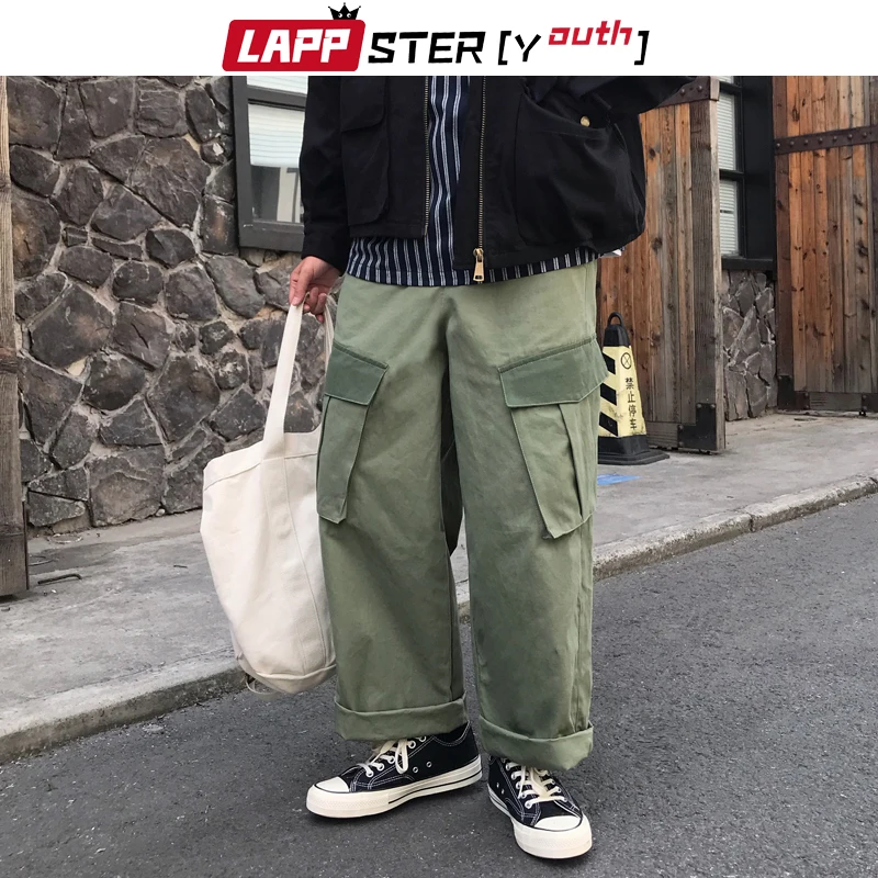 LAPPSTER-Youth Мужские Винтажные уличные шаровары комбинезоны мужские s Harajuku тренировочные штаны цвета хаки брюки мужские мешковатые модные тренировочные брюки