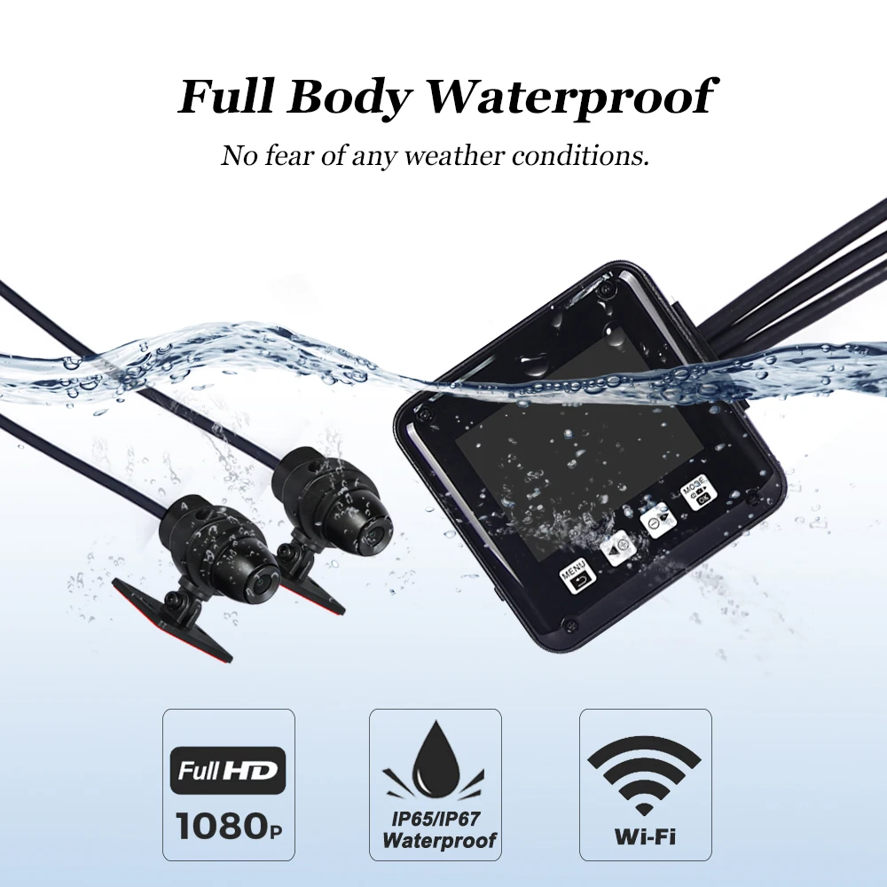 VSYS WiFi Bluetooth Экшн камера для мотоцикла DVR видеорегистратор Система двойной 1080P SONY