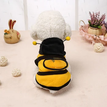 

Bumble Bee Dog Clothes Costume Dress Up Coat Apparel Cute Lovely Cosplay Cartoon Pajamas Puppy Hoodie Winter Autumn Pet
