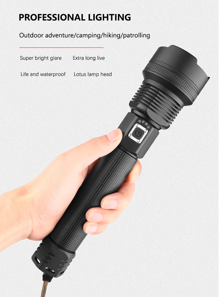Recarregável da Tocha Zoom à Prova Melhor para Camping Poderoso Lanterna Elétrica Super d' Água Caça Pesca Luz Xhp50 Xhp70.2 Xhp90 Led 22 Luzes e Iluminação