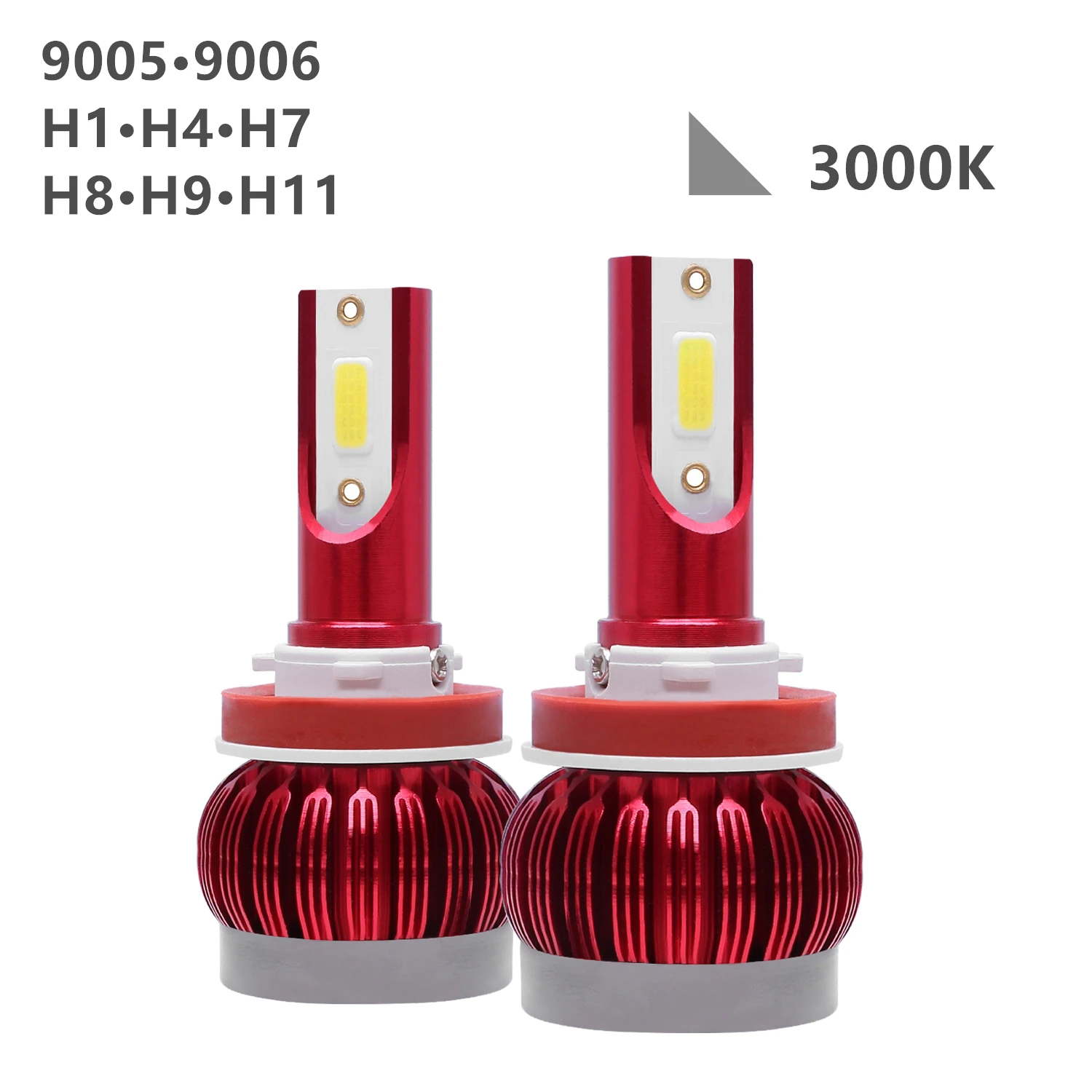 

2pcs 3000K 9005/9006/H1/H4/H7/H8/H9/H11 Car LED Headlight High/Low Beam Bulbs Lamp White LED Light Headlight 6500LM 12V/24V DOB