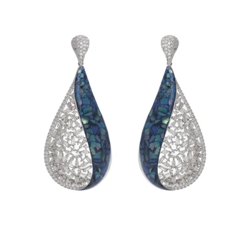 

TIRIM Luxury Trendy Abalone Shell Drop Shape Dangle Earrings for Women Zircon Mirco Paved Wedding Drop Earring Fashion Jewelry