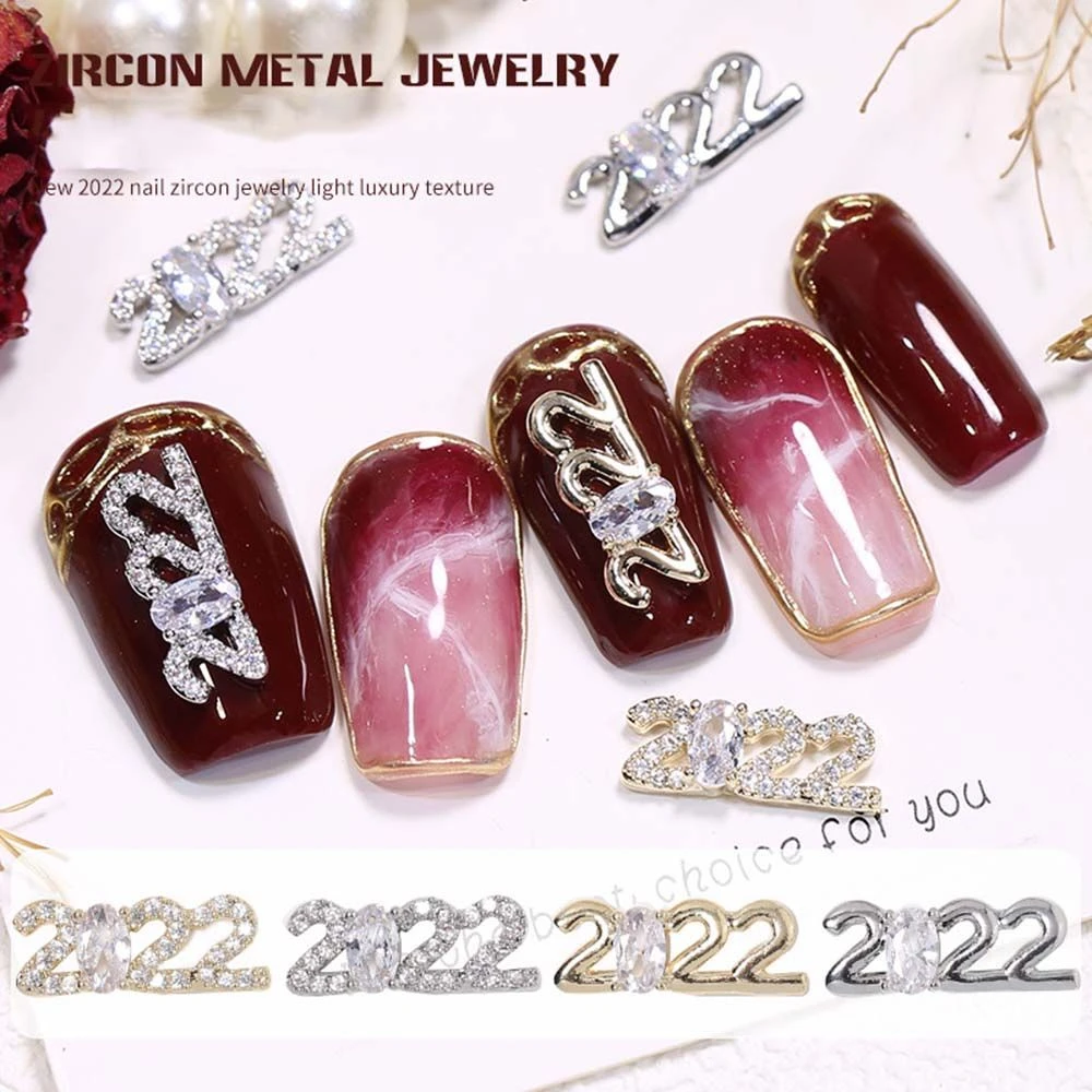 1Pcs Fashion New Year 2022 Rhinestone Nail Art Ornament Shiny Alloy Luxury Design  Nail Art Accessories|Rhinestones & Decorations| - AliExpress