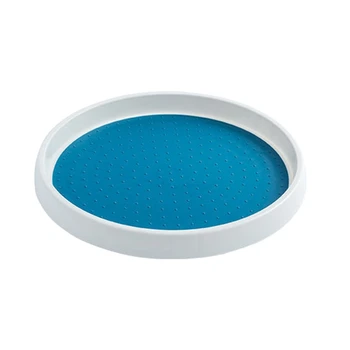 

360 Rotation Non-Skid Seasoning Tank Spice Storage Rack Pantry Cabinet Turntable with Wide Base Organizer-Blue 29.5cm