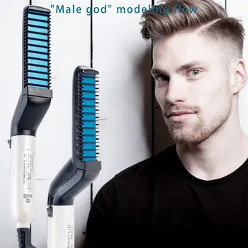 

Multifunctional Hair Comb Quick Beard Straightener Curling Curler Show Cap Men Beauty Hair Styling Tool