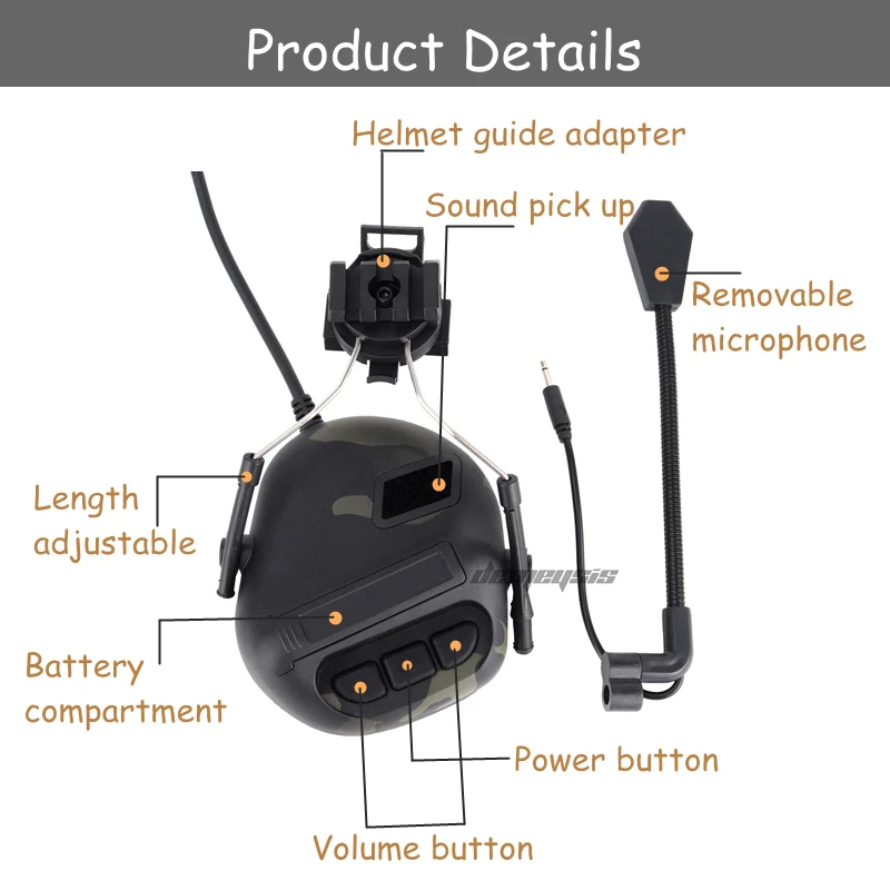 Anti-noise Shooting Headset Earmuff  Tactical Communication Headphone Sound Amplification Airsoft Paintball Headset