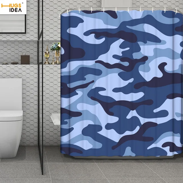 Hugsidea Camo Shower Bath Curtain Green Gray Military Camouflage Army Bathroom Decor Supplies Blue Toile Bath Screens Shower Curtains Aliexpress