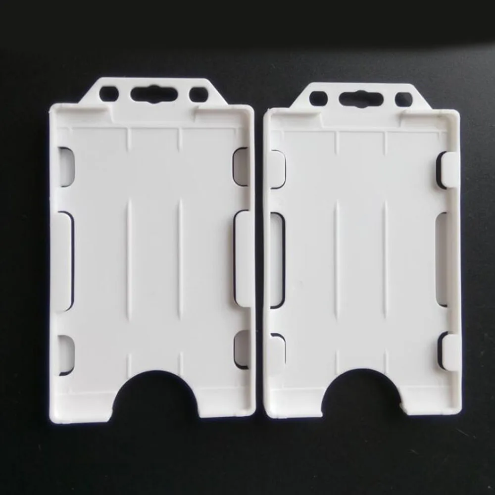 2PCS Heavy Duty 2-Sided Open Faced Rigid ID Card Holder Open Face Badge Holder Vertical Dual-Use Double Sided Hold 2 Cards