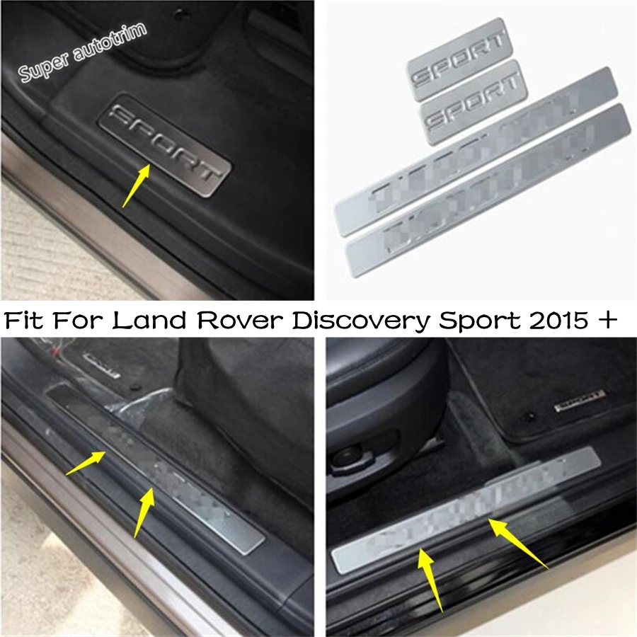 Lapetus Accessories Scuff Plate Door Sill guard Welcome Pedal 4 Pcs For Land Rover Discovery Sport 2015 - 2019 Stainless Steel