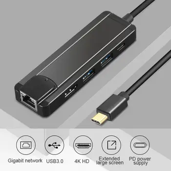 

5 In 1 Type C Hub 4K HDMI USB 3.0 PD Power Delivery 1000Mbps RJ45 USB Adapter