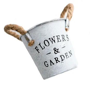 

Gifts Rustproof Photo Props Barrel Decor Desktop Balcony Metal Iron Flower Pot Garden Letters Design Vintage Retro