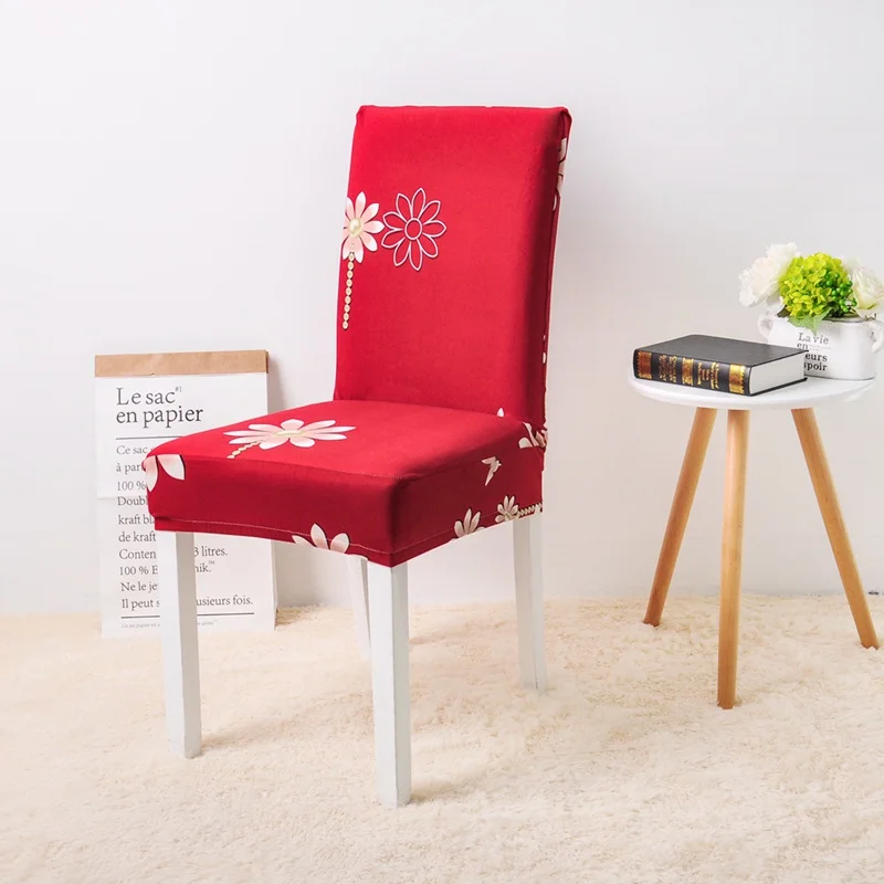 Kamal Flower Red Чехол для стула с принтом, Эластичный чехол для сиденья, используемый для свадебной вечеринки, дома, кухни, столовой, офиса, гостиной - Цвет: Kamal Flower Red